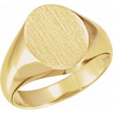 14K Yellow 12x10 mm Oval Signet Ring photo