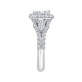 Shah Luxury 14K White Gold Split Shank Emerald Diamond Halo Engagement Ring with Split Shank (Semi-Mount) photo 2