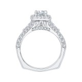 Shah Luxury 14K White Gold Split Shank Emerald Diamond Halo Engagement Ring with Split Shank (Semi-Mount) photo 4