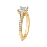 Shah Luxury 14K Yellow Gold Princess Cut Diamond Solitaire with Accents Engagement Ring (Semi-Mount) photo 3