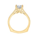Shah Luxury 14K Yellow Gold Princess Cut Diamond Solitaire with Accents Engagement Ring (Semi-Mount) photo 4