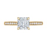 Shah Luxury 14K Yellow Gold Princess Cut Diamond Solitaire with Accents Engagement Ring (Semi-Mount) photo