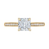 Shah Luxury 14K Yellow Gold Princess Cut Diamond Solitaire with Accents Engagement Ring (Semi-Mount) photo