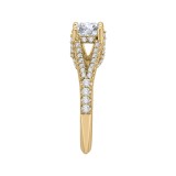 Shah Luxury 14K Yellow Gold Round Diamond Engagement Ring with Split Shank (Semi-Mount) photo 2