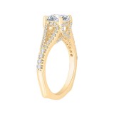 Shah Luxury 14K Yellow Gold Round Diamond Engagement Ring with Split Shank (Semi-Mount) photo 3