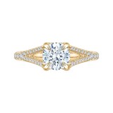 Shah Luxury 14K Yellow Gold Round Diamond Engagement Ring with Split Shank (Semi-Mount) photo