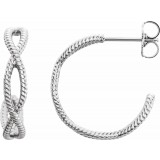 Platinum 17x3.6 mm Rope Hoop Earrings photo