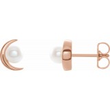 14K Rose Freshwater Cultured Pearl Earrings photo