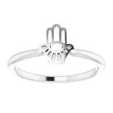 14K White Hamsa Stackable Ring photo 3