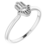 14K White Hamsa Stackable Ring photo
