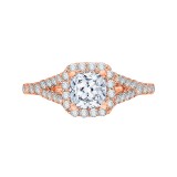 Shah Luxury 14K Rose Gold Cushion Cut Diamond Halo Engagement Ring with Split Shank (Semi-Mount) photo
