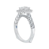Shah Luxury 14K White Gold Emerald Diamond Halo Engagement Ring (Semi-Mount) photo 2