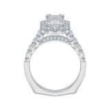 Shah Luxury 14K White Gold Emerald Diamond Halo Engagement Ring (Semi-Mount) photo 4