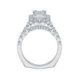 Shah Luxury 14K White Gold Emerald Diamond Halo Engagement Ring (Semi-Mount) photo 4