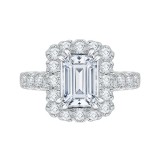 Shah Luxury 14K White Gold Emerald Diamond Halo Engagement Ring (Semi-Mount) photo