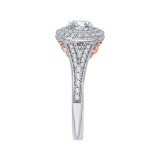 Shah Luxury 14K Two-Tone Gold Round Diamond Double Halo Engagement Ring with Split Shank (Semi-Mount) photo 2