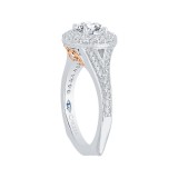 Shah Luxury 14K Two-Tone Gold Round Diamond Double Halo Engagement Ring with Split Shank (Semi-Mount) photo 3