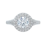 Shah Luxury 14K Two-Tone Gold Round Diamond Double Halo Engagement Ring with Split Shank (Semi-Mount) photo