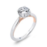 Shah Luxury 14K Two-Tone Gold Round Diamond Floral Engagement Ring (Semi-Mount) photo 2
