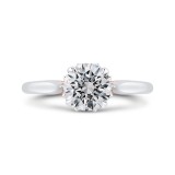 Shah Luxury 14K Two-Tone Gold Round Diamond Floral Engagement Ring (Semi-Mount) photo