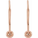14K Rose Youth Hoop Earrings with Bead photo 2