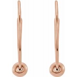 14K Rose Youth Hoop Earrings with Bead photo 2