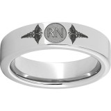 Serinium Pipe Cut Band with Laser Engraving of Caduceus & Registered Nurse Initials photo