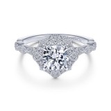 Gabriel & Co. 14k White Gold Art Deco Halo Engagement Ring photo