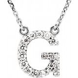 14K White Initial G 1/8 CTW Diamond 16 Necklace photo