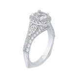 Shah Luxury Pear Diamond Halo Engagement Ring In 14K White Gold with Split Shank (Semi-Mount) photo 2