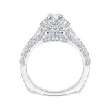 Shah Luxury Pear Diamond Halo Engagement Ring In 14K White Gold with Split Shank (Semi-Mount) photo 4