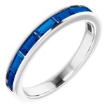 14K White Blue Sapphire Ring photo