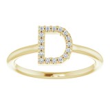 14K Yellow .08 CTW Diamond Initial D Ring photo 3