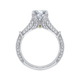 Shah Luxury 14K White Gold Round Diamond Cathedral Style Engagement Ring (Semi-Mount) photo 4