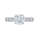 Shah Luxury 14K White Gold Round Diamond Cathedral Style Engagement Ring (Semi-Mount) photo