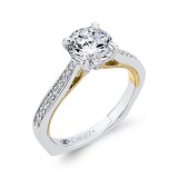 Shah Luxury 14K Two-Tone Gold Round Cut Diamond Engagement Ring (Semi-Mount) photo 2