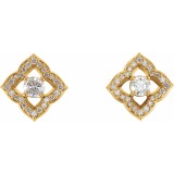 14K Yellow 3/4 CTW Diamond Halo-Style Clover Earrings photo 2