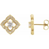14K Yellow 3/4 CTW Diamond Halo-Style Clover Earrings photo