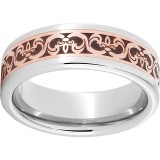 Serinium Pipe Cut Band with a 5mm 14K Rose Gold Inlay and Fleur de LisLaser Engraving photo