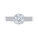 Shah Luxury 14K White Gold Round Diamond Cathedral Style Engagement Ring (Semi-Mount) photo
