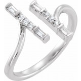 14K White 1/6 CTW Diamond Double Bar Ring photo