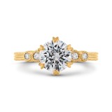 Shah Luxury 14K Yellow Gold Round Cut Diamond Engagement Ring (Semi-Mount) photo