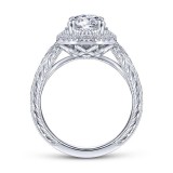 Gabriel & Co. 14k White Gold Art Deco Halo Engagement Ring photo 2