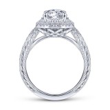 Gabriel & Co. 14k White Gold Art Deco Halo Engagement Ring photo 2