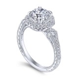 Gabriel & Co. 14k White Gold Art Deco Halo Engagement Ring photo 3