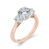 Shah Luxury 14K Two-Tone Gold Round Diamond Three-Stone Engagement Ring (Semi-Mount) photo 2