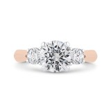 Shah Luxury 14K Two-Tone Gold Round Diamond Three-Stone Engagement Ring (Semi-Mount) photo