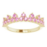 14K Yellow Pink Sapphire Crown Ring photo 3