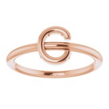 14K Rose Initial C Ring photo 3