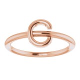 14K Rose Initial C Ring photo 3